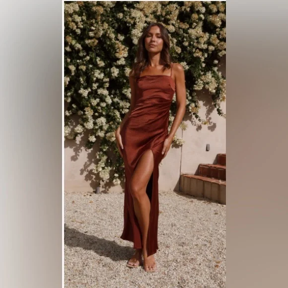 Dresses | Lelony Dress Julia Maxi Dress Rust Color Size 6medium | Poshmark